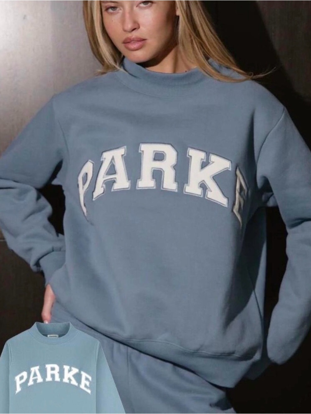 PARKE Women’s Blue Pullover Sweatshirt - Relaxed Crewneck